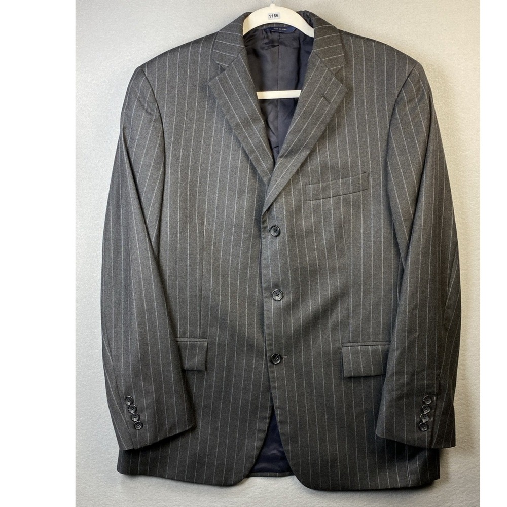 Brooks Brothers 1818 Regent Blazer Mens‎ 41 R Gray Pinstripe Wool Italy Ethomas